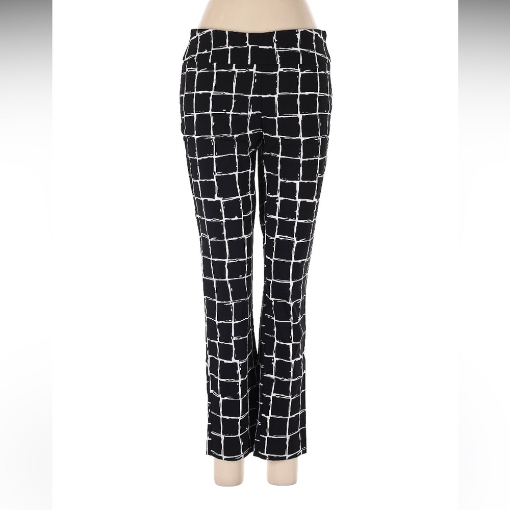 Geometric Black and White Straight Leg Pants
